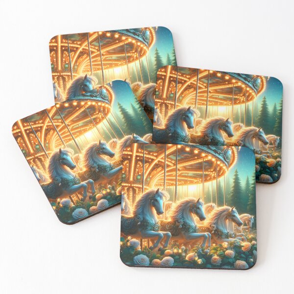 Item preview, Glowing Carousel with roses around designed and sold by EmeraldeaArt.
