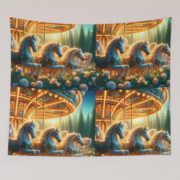 Item preview, Glowing Carousel with roses around designed and sold by EmeraldeaArt.