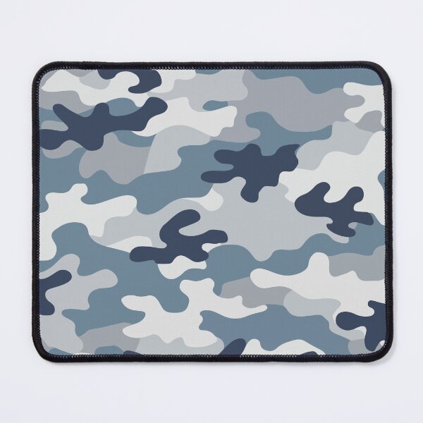 Item preview, Abstract camouflage fabric Design with a mix of grey, off-white, and slate blue. designed and sold by HEMRO.