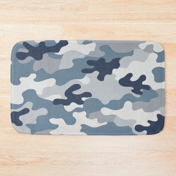 Item preview, Abstract camouflage fabric Design with a mix of grey, off-white, and slate blue. designed and sold by HEMRO.