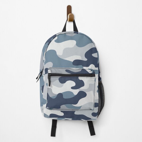 Item preview, Abstract camouflage fabric Design with a mix of grey, off-white, and slate blue. designed and sold by HEMRO.