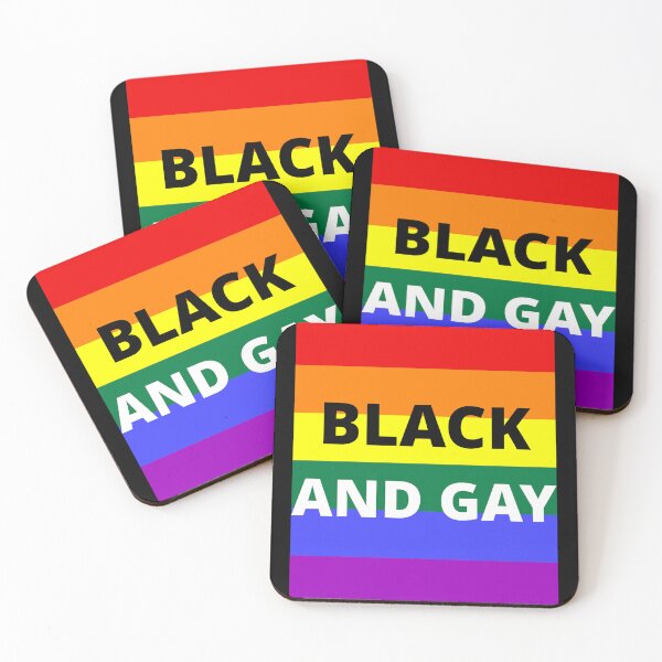 Item preview, BLACK AND GAY on rainbow background designed and sold by uniqueitems.