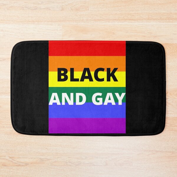 Item preview, BLACK AND GAY on rainbow background designed and sold by uniqueitems.