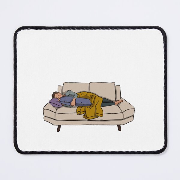 Item preview, A woman with short hair sleeping on a large couch designed and sold by Hessah-HA.