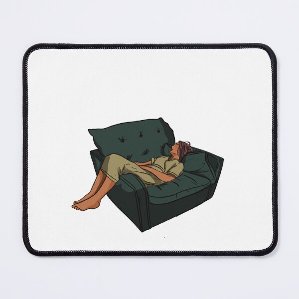 Item preview, A woman with hair sleeping on a green small couch  designed and sold by Hessah-HA.