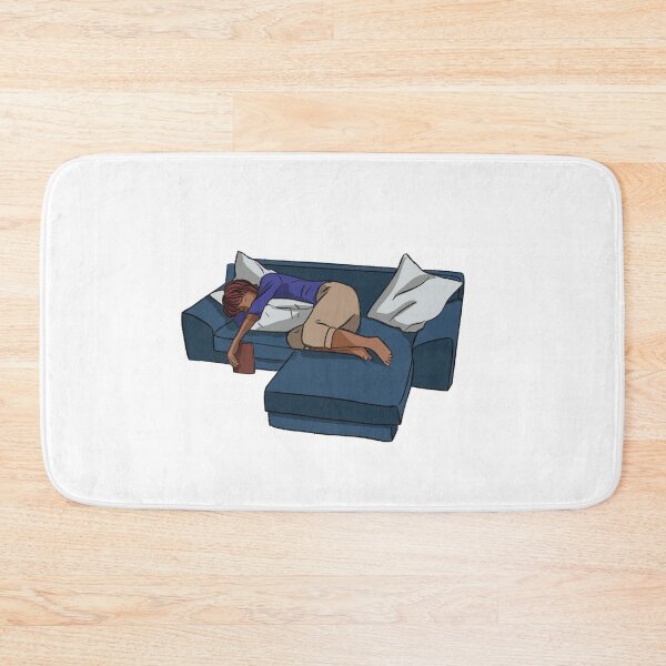 Item preview, A woman sleeping on a L shaped blue small couch designed and sold by Hessah-HA.