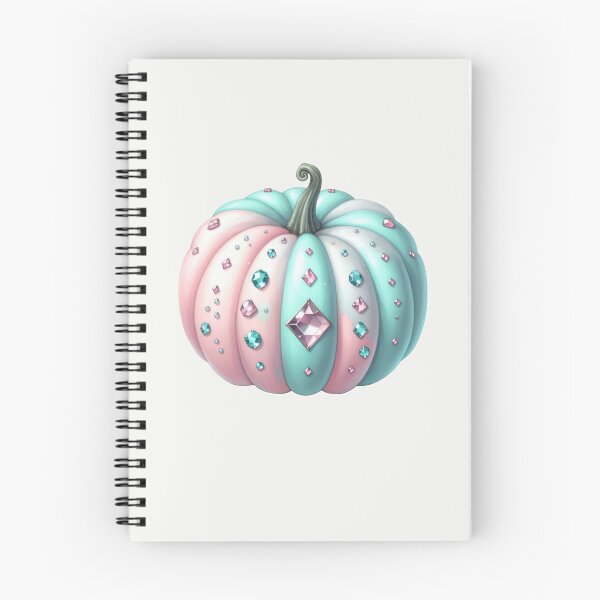 Item preview, Crystal Pumpkin in pastel pink and turqoise hues decorated with gems designed and sold by EmeraldeaArt.