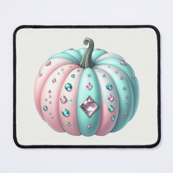 Item preview, Crystal Pumpkin in pastel pink and turqoise hues decorated with gems designed and sold by EmeraldeaArt.