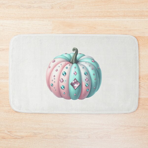 Item preview, Crystal Pumpkin in pastel pink and turqoise hues decorated with gems designed and sold by EmeraldeaArt.