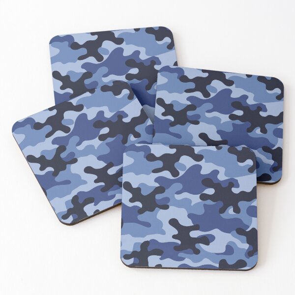 Item preview, Abstract camouflage fabric Design with a mix of grey, navy, and navy dark blue. designed and sold by HEMRO.