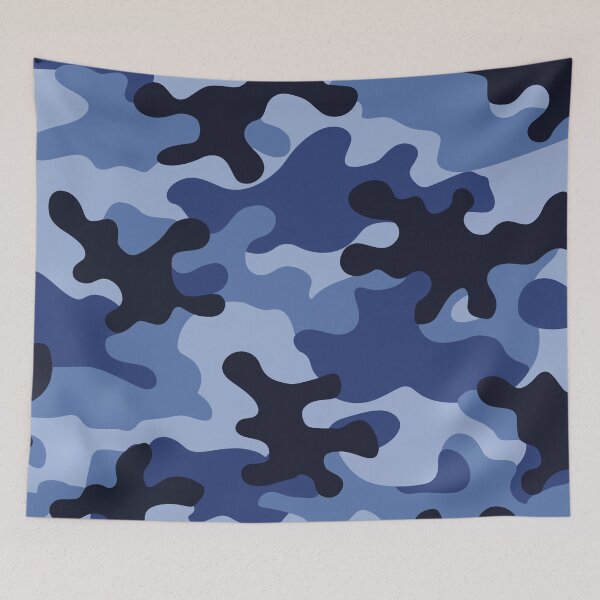 Item preview, Abstract camouflage fabric Design with a mix of grey, navy, and navy dark blue. designed and sold by HEMRO.