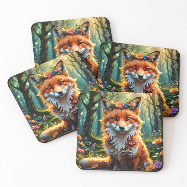 Item preview, Cute Fox with Floral Crown designed and sold by koreatvtea.