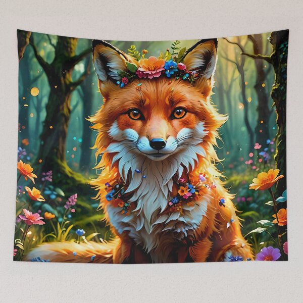 Item preview, Cute Fox with Floral Crown designed and sold by koreatvtea.