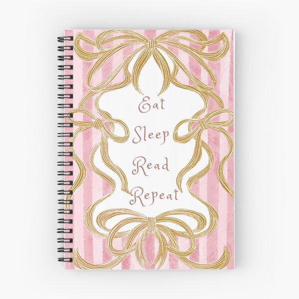 Item preview,  Eat Sleep Read Repeat – Pink and Gold Ribbon Art Print designed and sold by Jemma Jamie Skidmore.