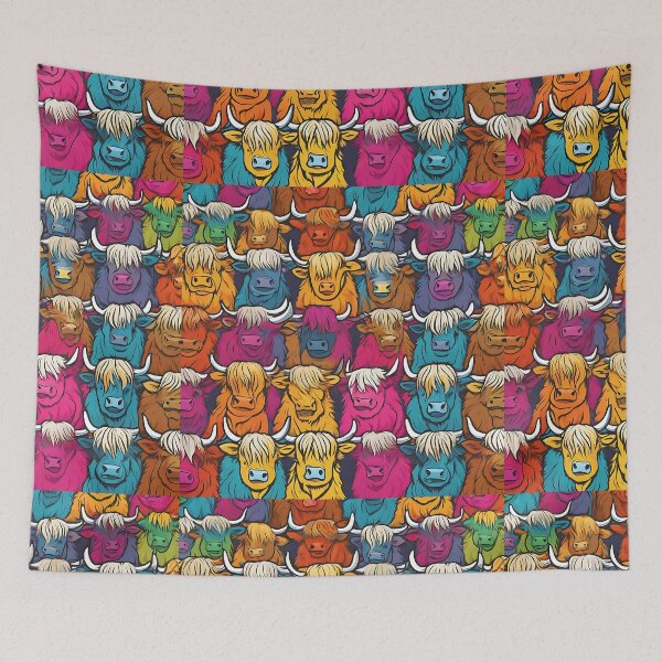 Item preview, The Herd - Highland Cow Wallpaper designed and sold by Zenvo.