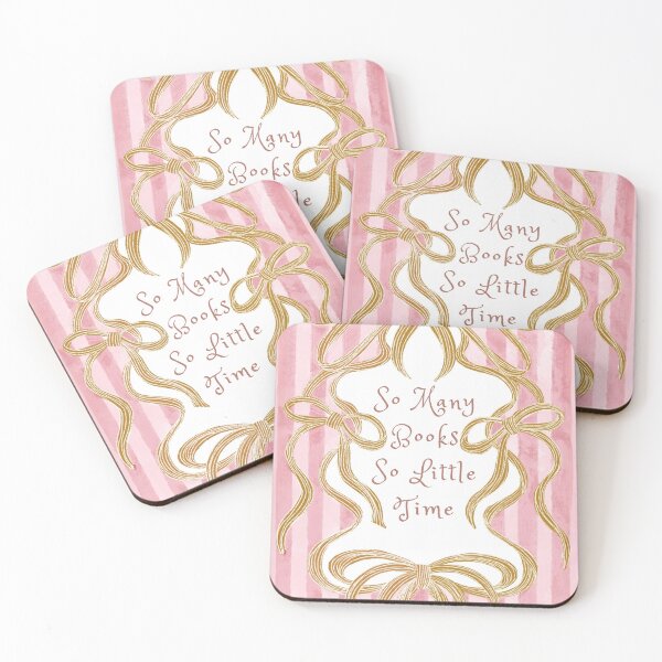 Item preview,  So Many Books So Little Time – Pink and Gold Ribbon Art Print designed and sold by Jemma Jamie Skidmore.