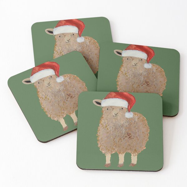 Item preview, Christmas Sheep with Santa Hat – Festive Holiday Art designed and sold by Jemma Jamie Skidmore.