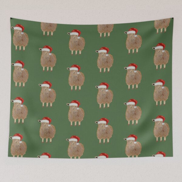 Item preview, Christmas Sheep with Santa Hat – Festive Holiday Art designed and sold by Jemma Jamie Skidmore.