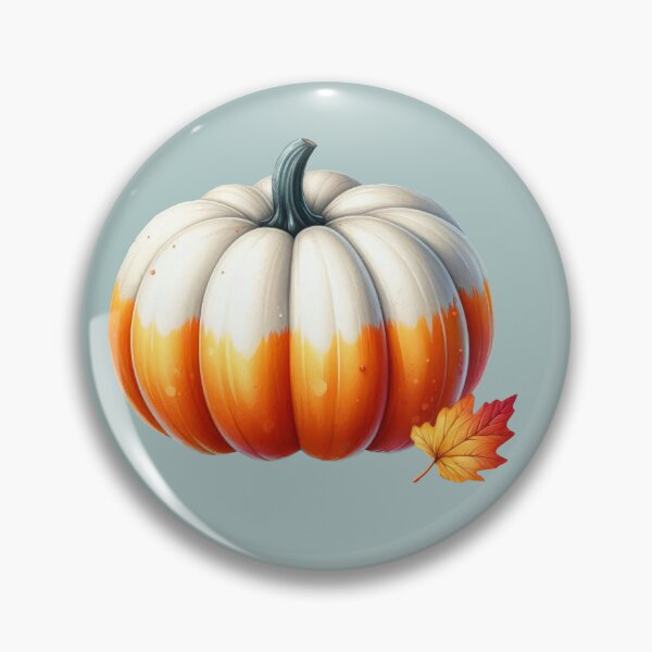 Item preview, Half white half orange Pumpkin with a fall leaf designed and sold by EmeraldeaArt.