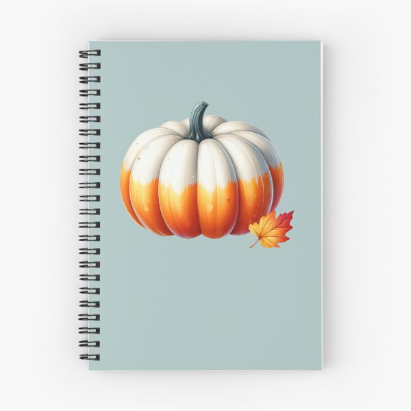 Item preview, Half white half orange Pumpkin with a fall leaf designed and sold by EmeraldeaArt.