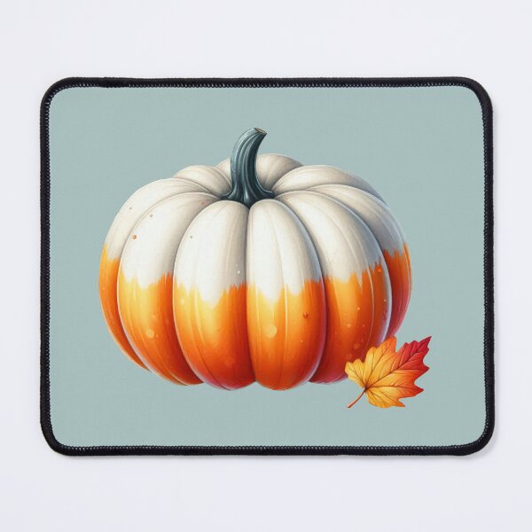 Item preview, Half white half orange Pumpkin with a fall leaf designed and sold by EmeraldeaArt.