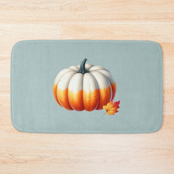 Item preview, Half white half orange Pumpkin with a fall leaf designed and sold by EmeraldeaArt.