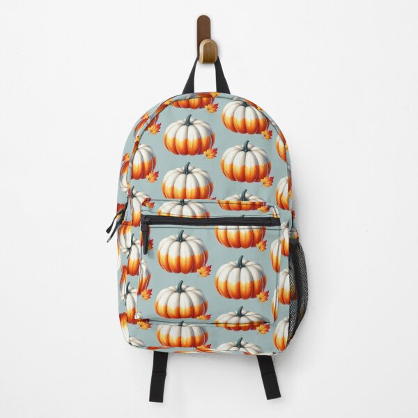 Item preview, Half white half orange Pumpkin with a fall leaf designed and sold by EmeraldeaArt.