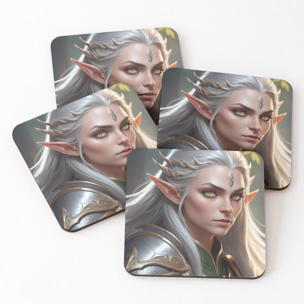 Item preview, Fantasy Elf Warrior Portrait - Mystical Realism Art designed and sold by Kamal Khajeb.