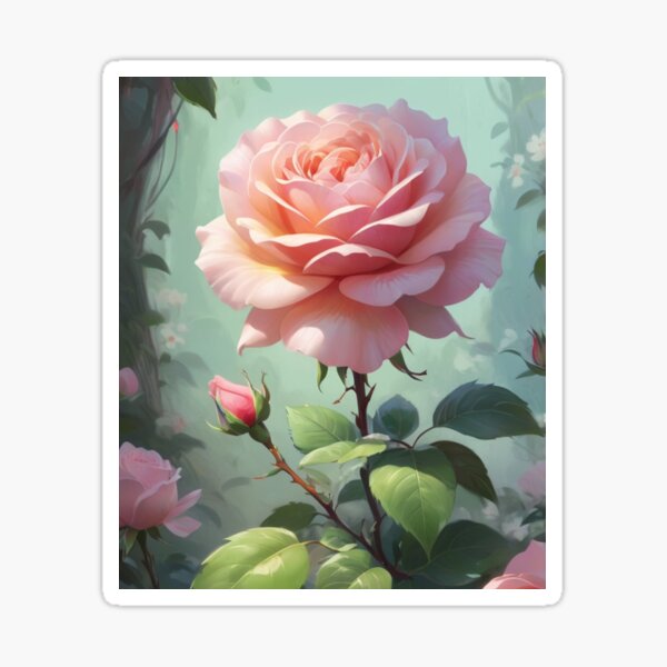 Item preview, Botanical Rose Illustration - Delicate Blooming Flower Art designed and sold by Kamal Khajeb.