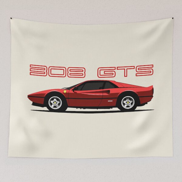 Item preview, Ferrari 308 GTS/GTB Side illustration designed and sold by blackdogshop.