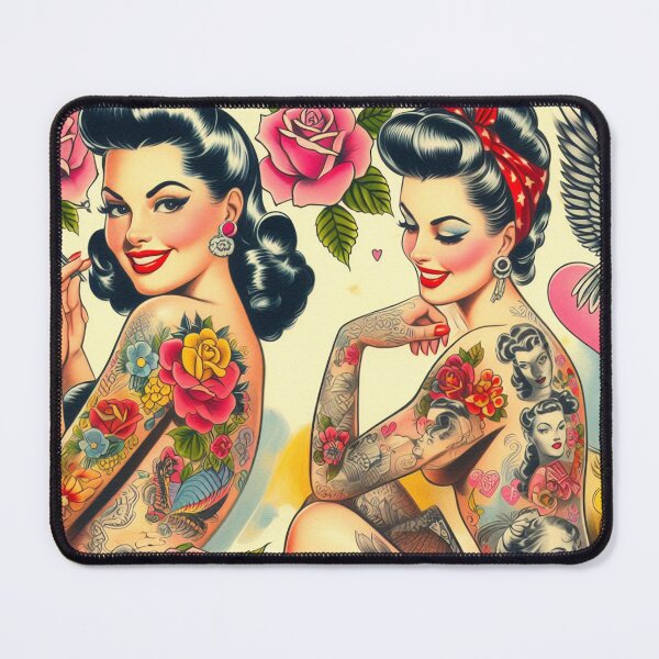 Item preview, Retro Cute Tattoo Girls designed and sold by PulpVintage.