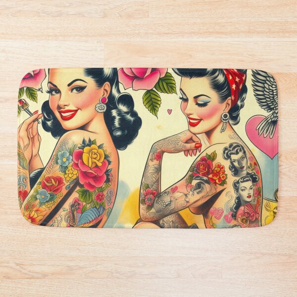 Item preview, Retro Cute Tattoo Girls designed and sold by PulpVintage.