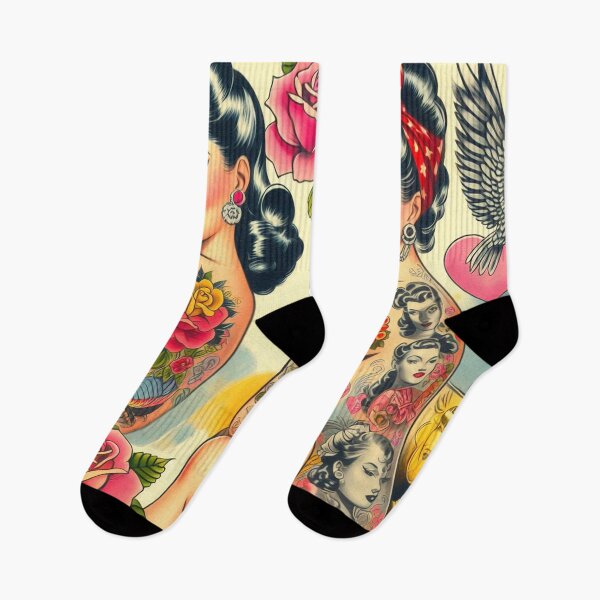 Item preview, Retro Cute Tattoo Girls designed and sold by PulpVintage.