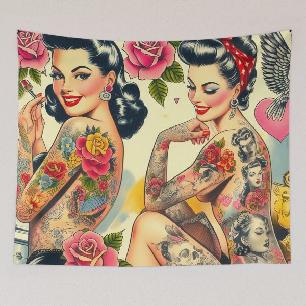 Item preview, Retro Cute Tattoo Girls designed and sold by PulpVintage.