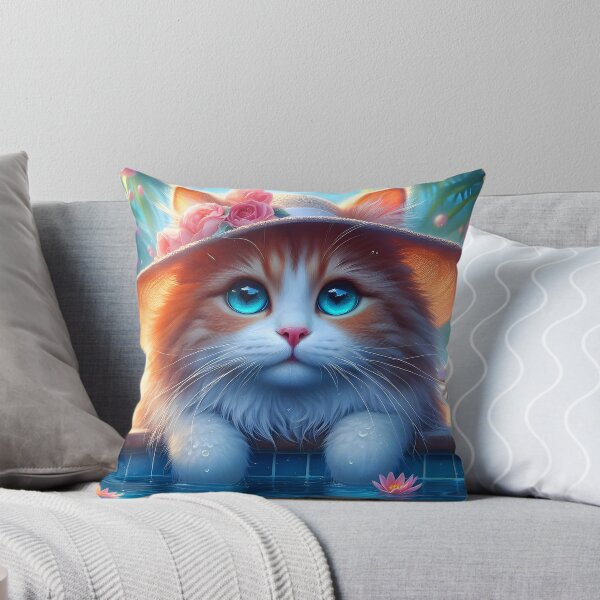 Item preview, Cute cat at the pool designed and sold by EmeraldeaArt.