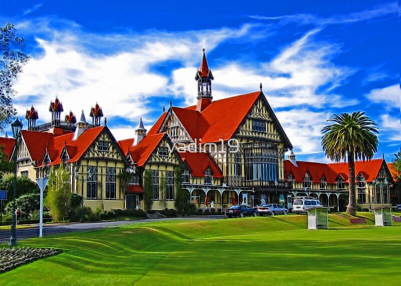 "The Old Baths House, Rotorua, New Zealand" by vadim19 Redbubble