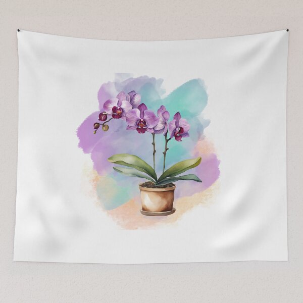 Artikelvorschau, Orchidee Pflanze botanische Kunst Aquarell Design entworfen und verkauft von Tammy Marie Russell.