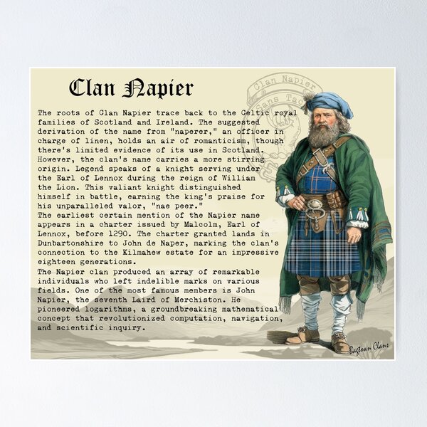 Item preview, Napier Scottish Clan History  designed and sold by BagTown Clans.