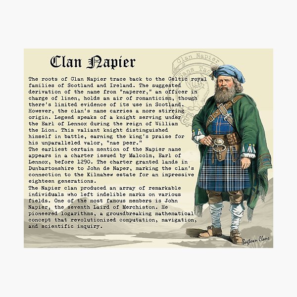 Artikelvorschau, Geschichte des schottischen Clans Napier entworfen und verkauft von BagTown Clans.