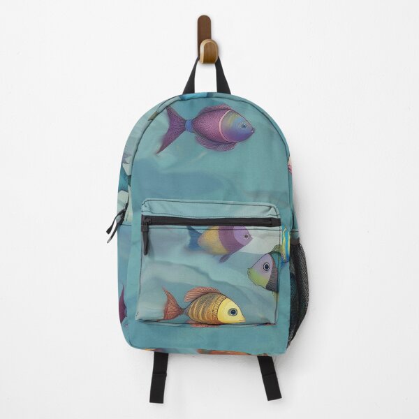 Item preview, Boho Fish Bohemian Style Colorful Fish in Dusty Blue Water designed and sold by Beachy.