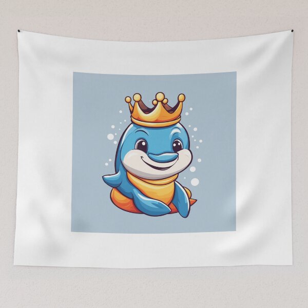 Item preview, Cute Dolphin King with Crown Cartoon Vector Icon Illustration designed and sold by hjian8219.