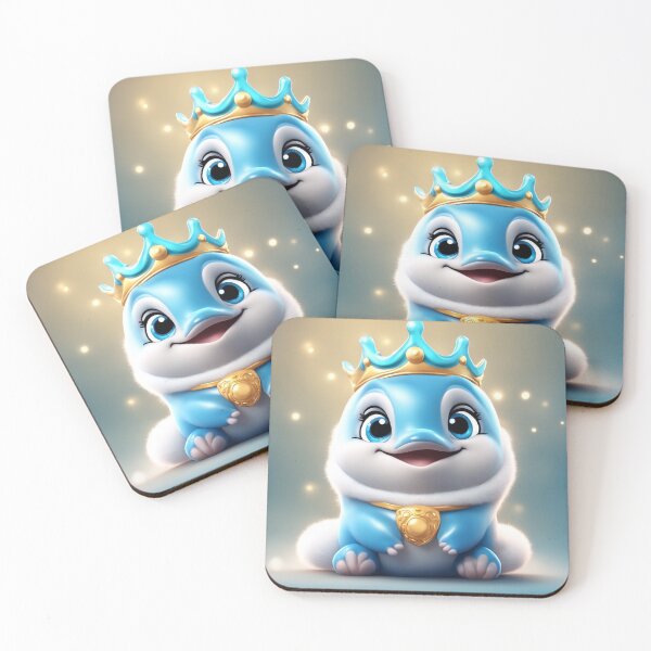 Item preview, Cute Dolphin King with Crown Cartoon Vector Icon Illustration designed and sold by hjian8219.