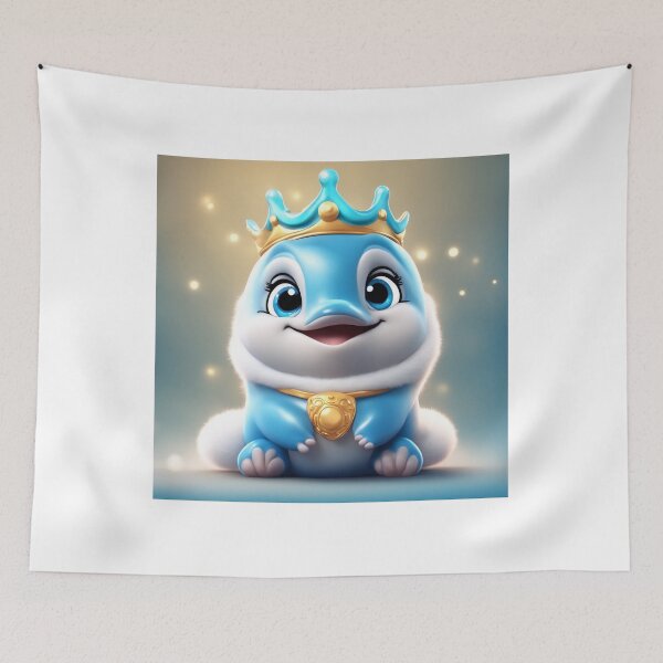 Item preview, Cute Dolphin King with Crown Cartoon Vector Icon Illustration designed and sold by hjian8219.