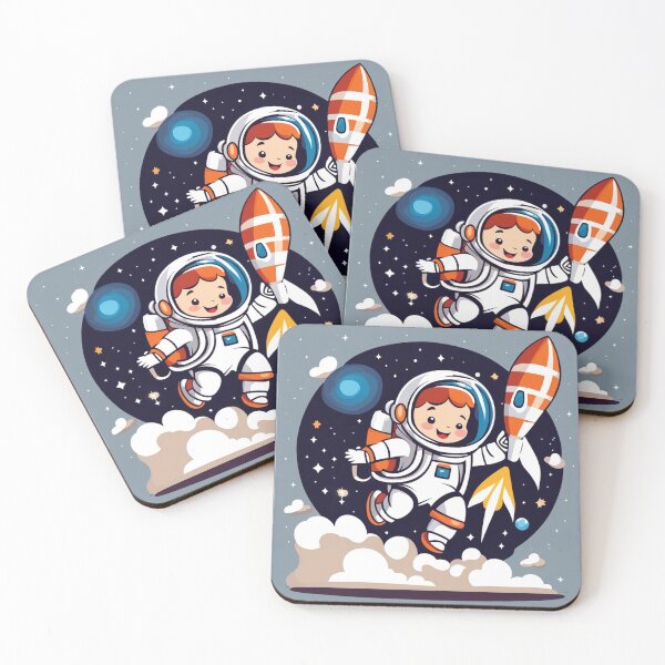 Item preview,  Cute Astronaut Flying with Rocket Cartoon Vector Icon Illustration designed and sold by hjian8219.