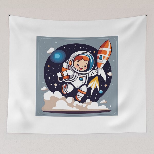 Item preview,  Cute Astronaut Flying with Rocket Cartoon Vector Icon Illustration designed and sold by hjian8219.