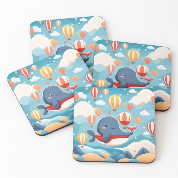 Item preview, Cute Whale Floating with Hot Air Balloon Cartoon Vector Icon Illustration designed and sold by hjian8219.