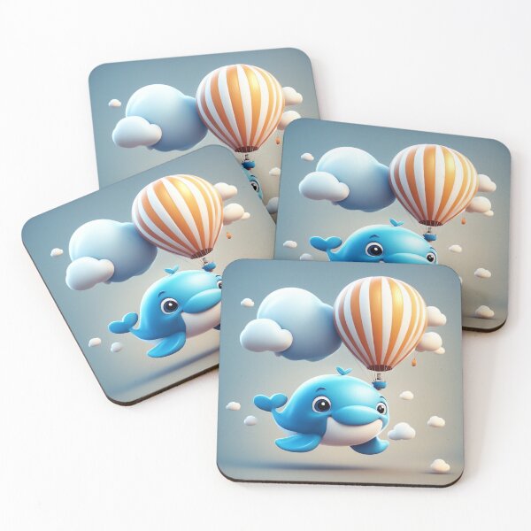 Item preview, Cute Whale Floating with Hot Air Balloon Cartoon Vector Icon Illustration designed and sold by hjian8219.