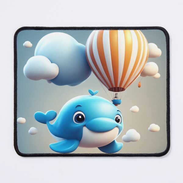Item preview, Cute Whale Floating with Hot Air Balloon Cartoon Vector Icon Illustration designed and sold by hjian8219.