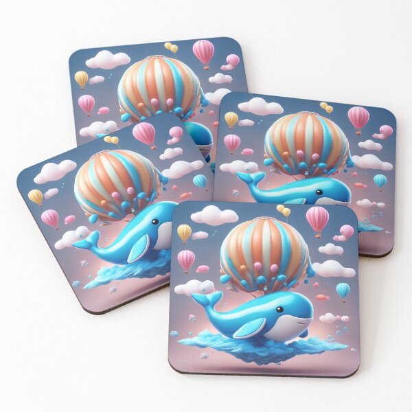 Item preview, Cute Whale Floating with Hot Air Balloon Cartoon Vector Icon Illustration designed and sold by hjian8219.