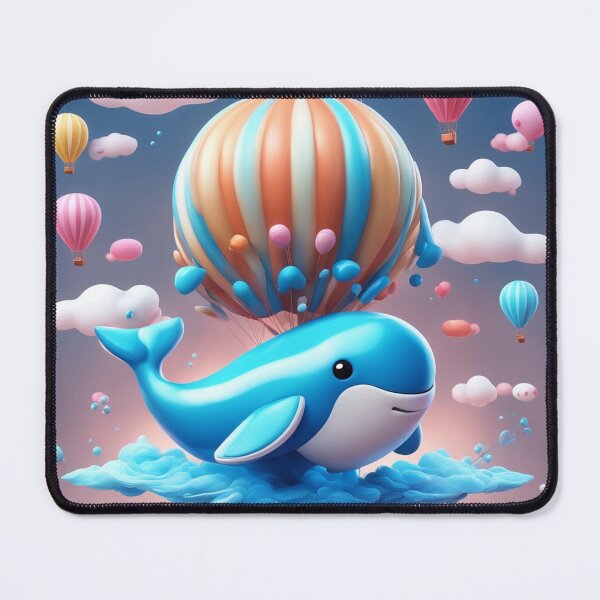 Item preview, Cute Whale Floating with Hot Air Balloon Cartoon Vector Icon Illustration designed and sold by hjian8219.